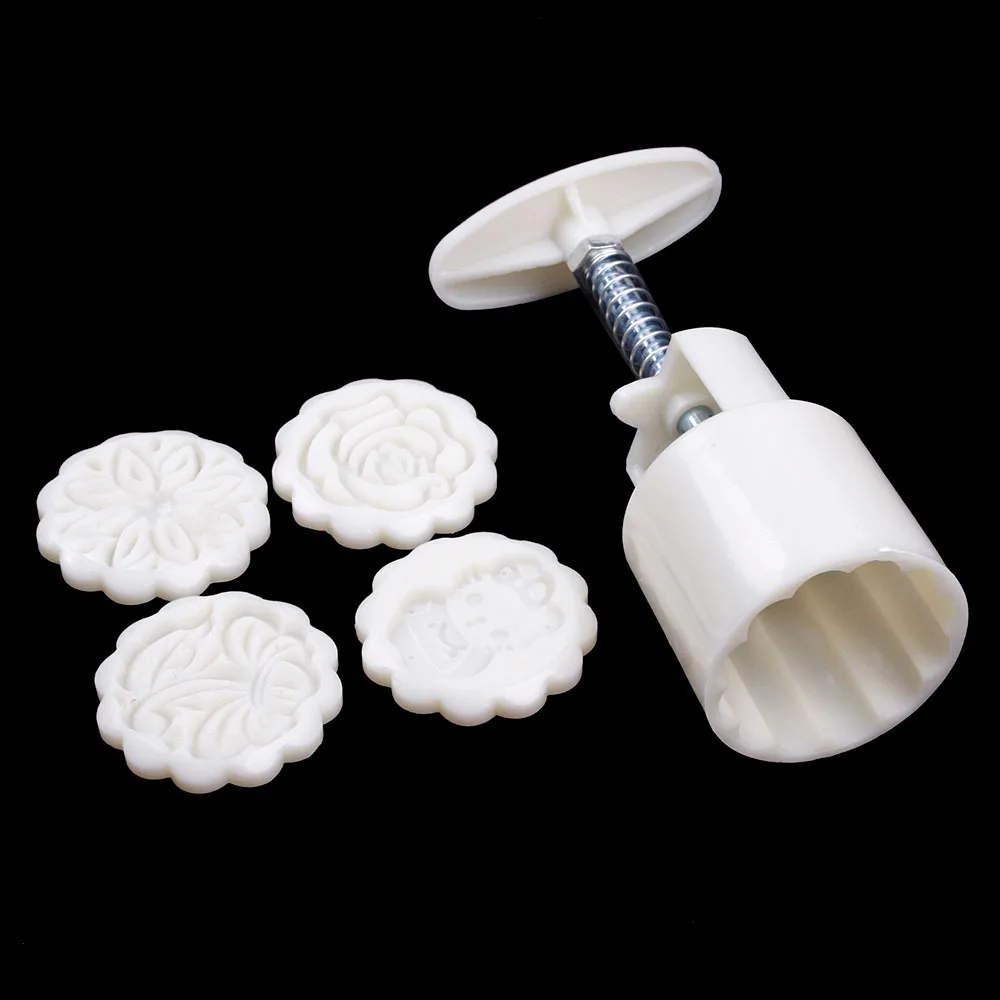 New Moon Cake Mooncake Decoration Mold Mould 100g Flowers Round 4 Stamps DIY Tool|mold resin|mold pillowstool long |