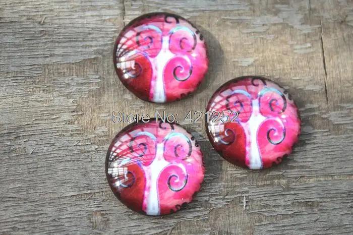 Стеклянные кабошоны ручной работы с изображением дерева жизни 3 шт. 25 мм