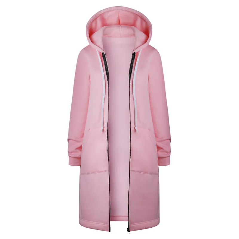 4XL 5XL размера плюс, женская зимняя куртка с капюшоном, пальто, модная Длинная толстовка, повседневное черное пальто, Женское пальто большого размера - Цвет: 0581 Pink