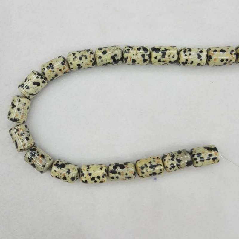 Оптовая натуральная граненая далматиновая трубчатая бусина, 14*10 мм, 50 штук для ювелирных аксессуаров.