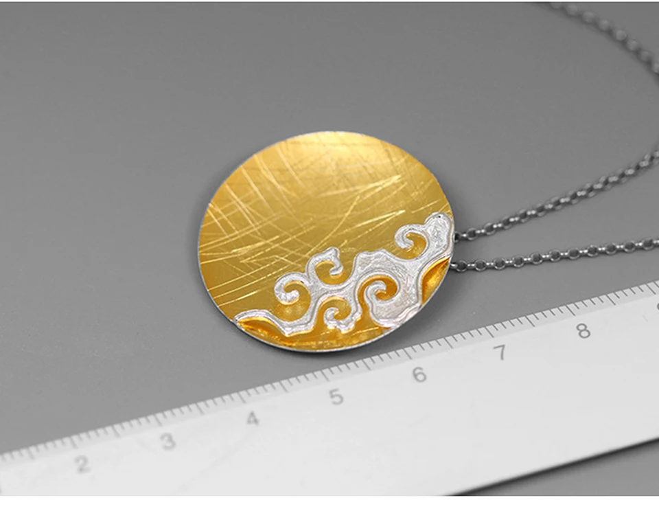 Lotus весело Настоящее 925 пробы серебро ювелирные украшения творческий дизайн Peace Cloud круглый кулон без цепочки и ожерелья Acessorios для женщи