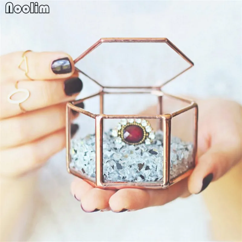 Витражное стеклянное обручальное кольцо NOOLIM Подарочная коробка для ювелирных