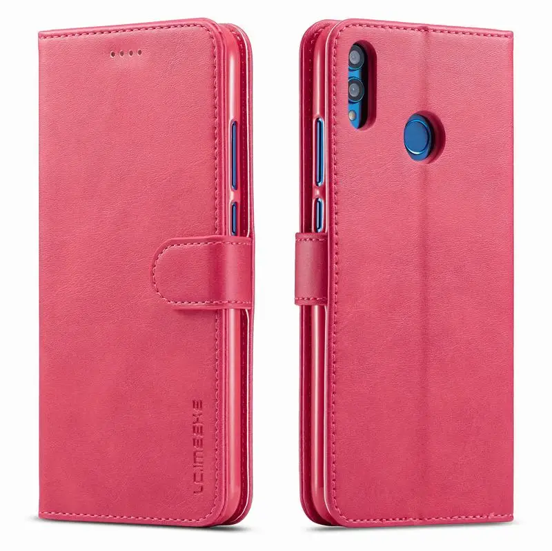 Rose red Флип-чехол для huawei Honor 10 Lite, кожаный чехол-кошелек, чехол для телефона huawei P Smart, чехол, роскошный дизайн книги, PSmart - Цвет: Rose red