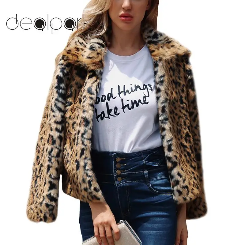 Женское леопардовое пальто толстый теплый кардиган с открытой передней частью