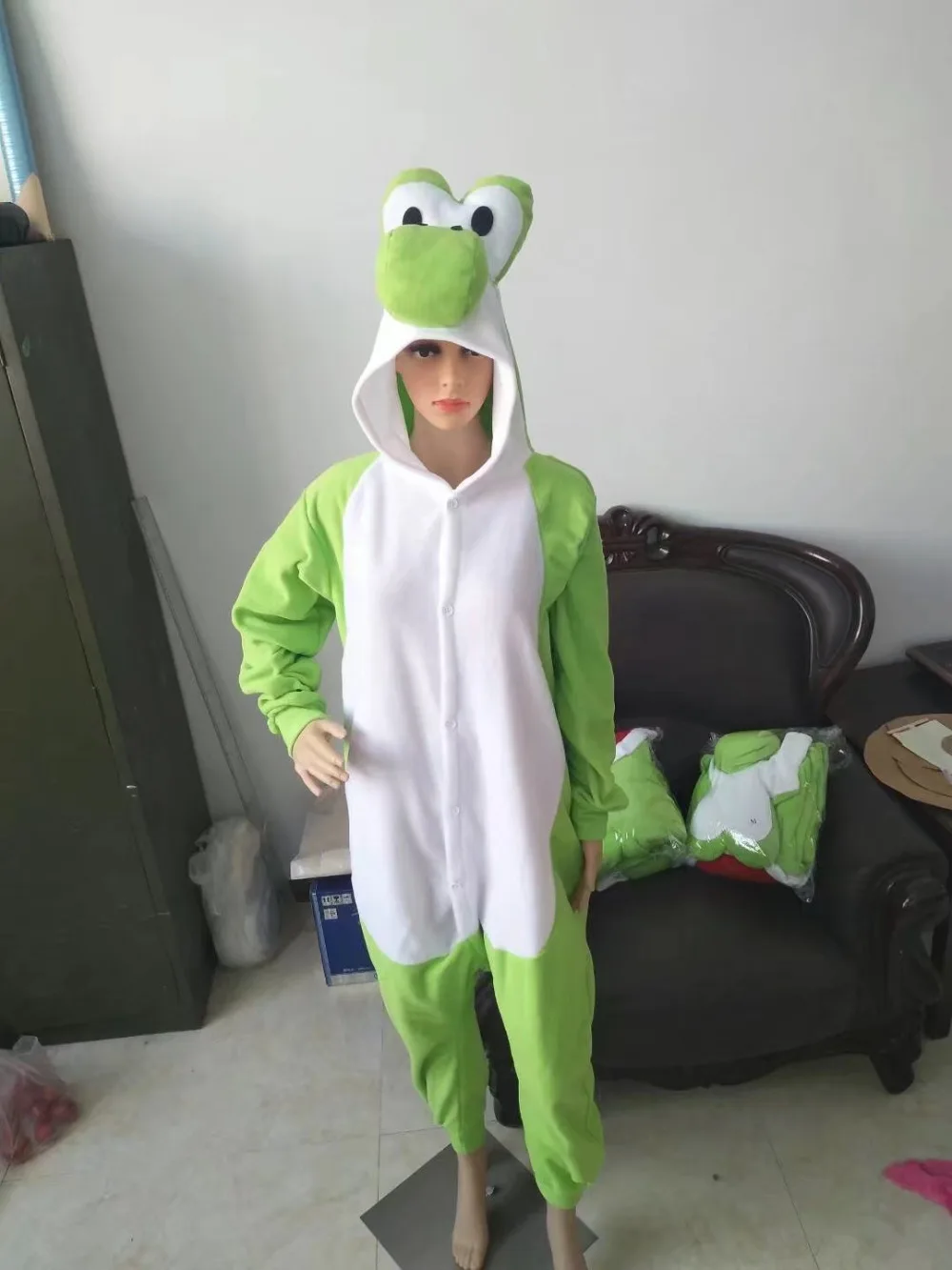 Кигуруми для взрослых Yoshi Onesie пижама с мультяшным рисунком карнавальный костюм