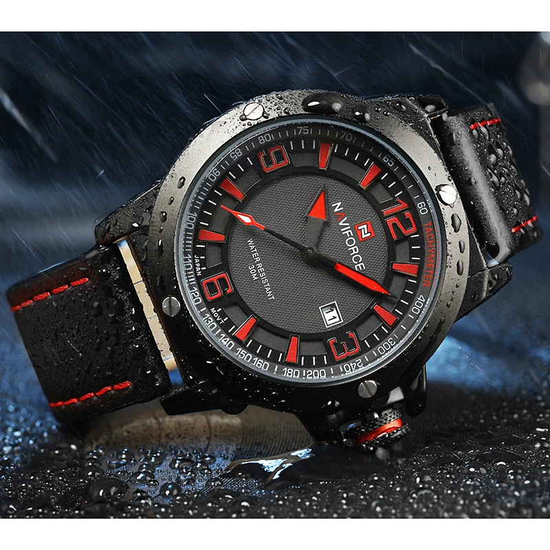 Naviforce оригинальный Элитный бренд Модные Для мужчин часы спортивные кожаный