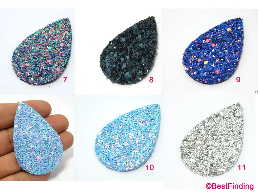 

Leather drop pendant 55x36mm Glitter Teardrop leather piece earrings