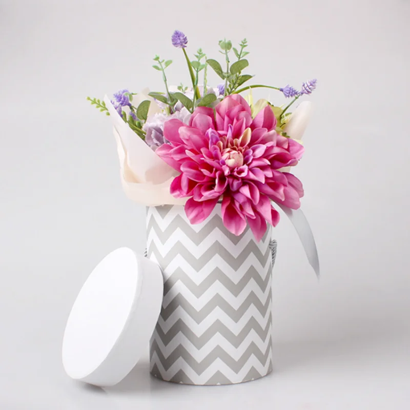 Высококачественные корейские однотонные Круглые Цветочные бумажные коробки с