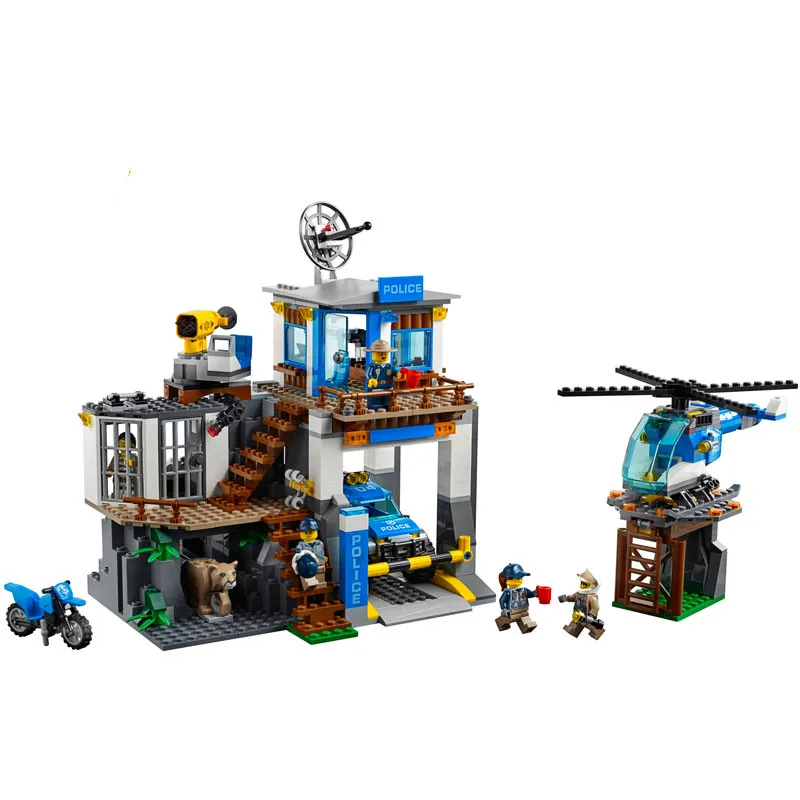 Новый Legoing 60174 705 шт. город серии Mountain полиции штаб Building Block образовательные