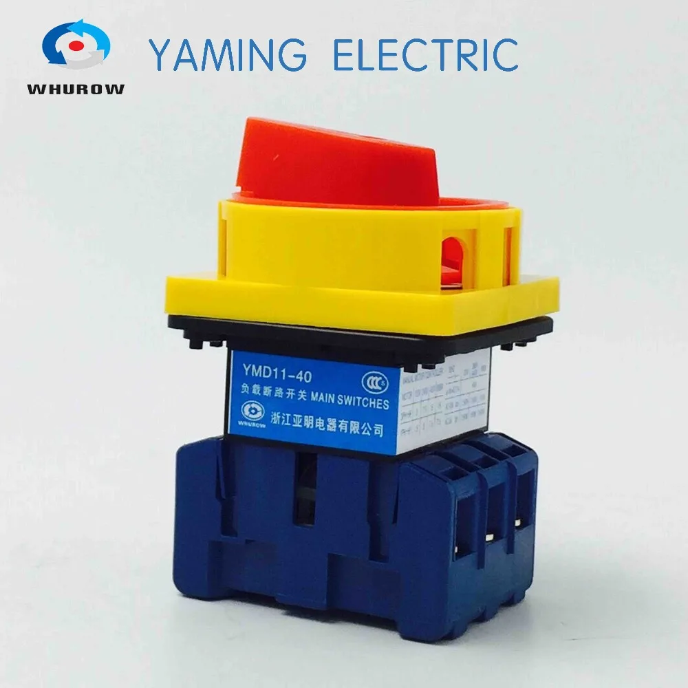 

Isolating switch 40A 3 Phase 6 screw terminal Universal changeover cam rotary switch YMD11-40A