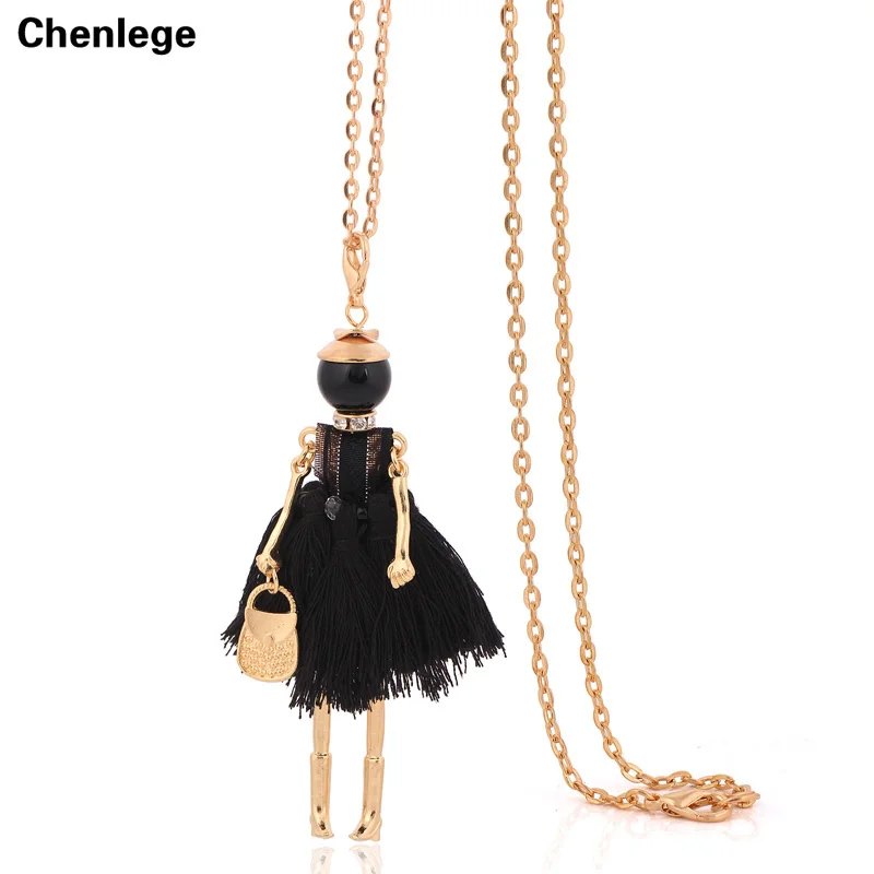 Длинное ожерелье для женщин Трендовое из сплава с кисточками модное золотое
