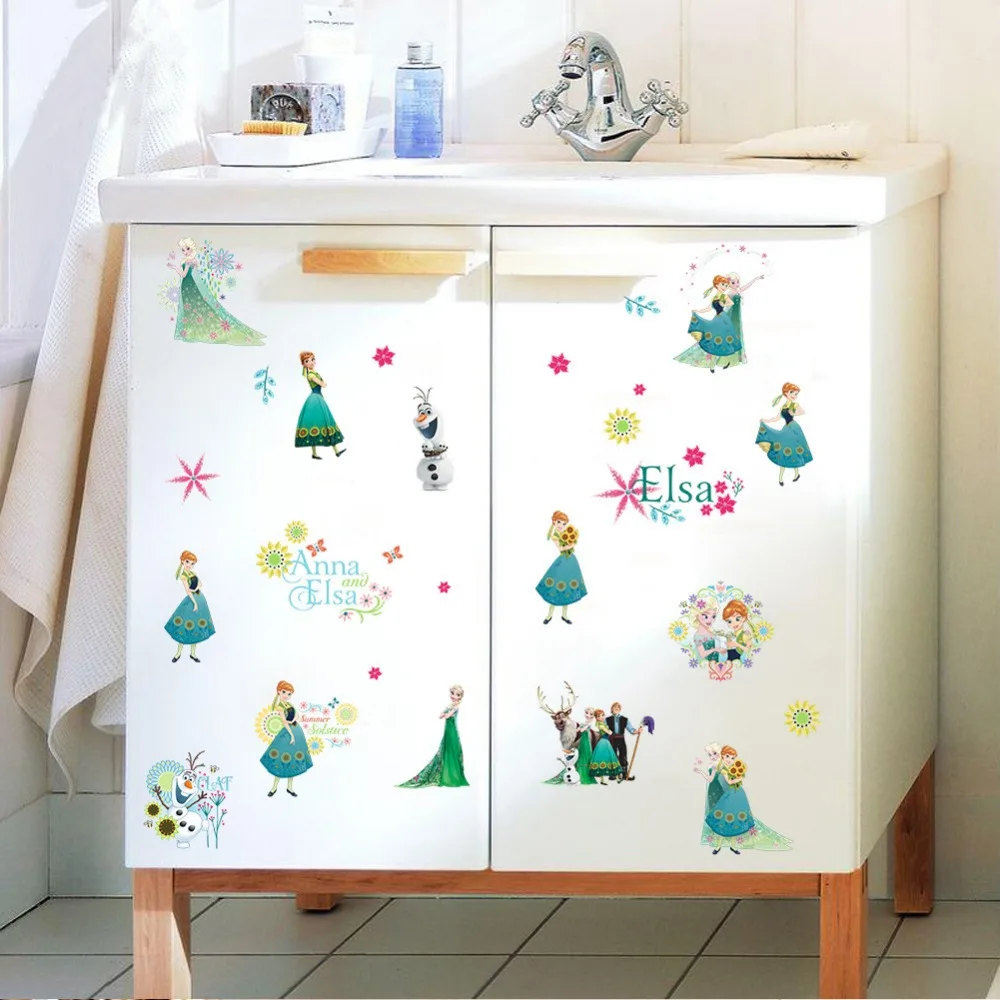 Новое платье принцессы Эльзы queen Анна стены стикеры для девочки комнаты
