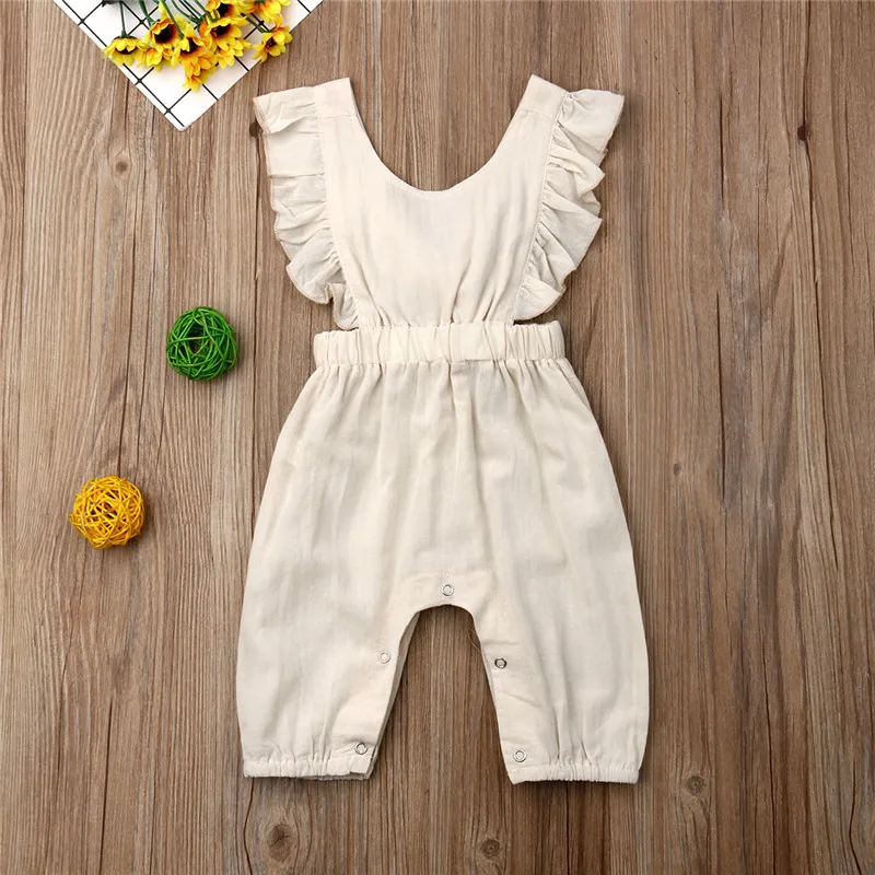 Детская одежда для маленьких девочек Летний комбинезон с рюшами и