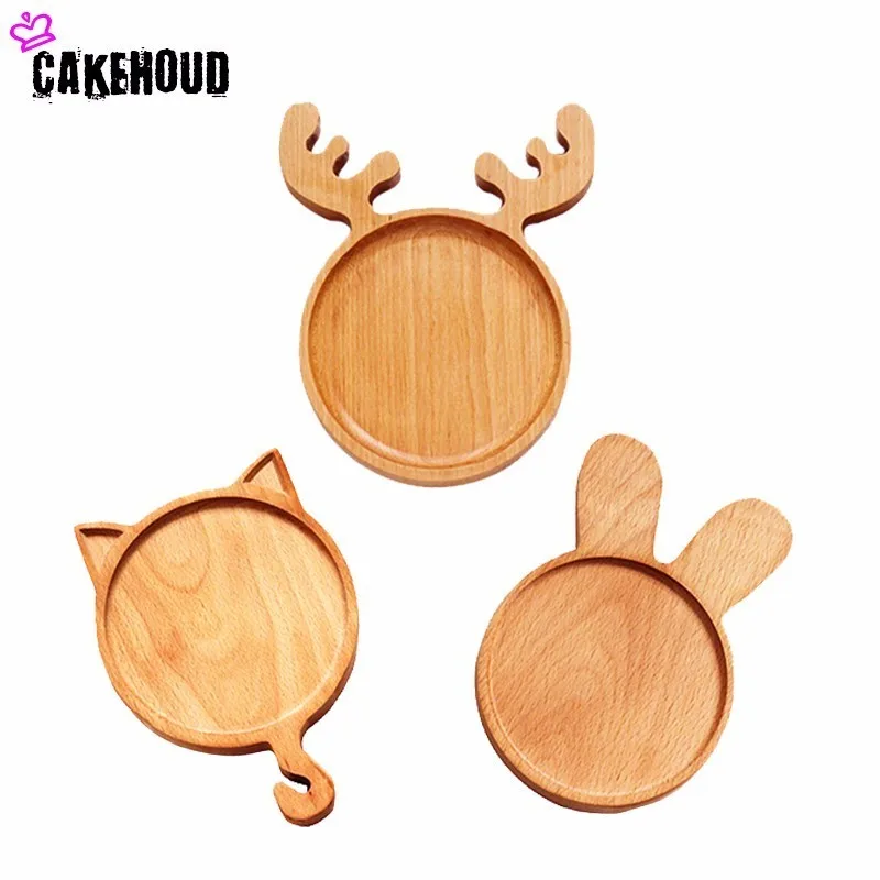 Japanese Creative Cutlery Whole Wood Solid Tray Cartoon Wooden Fruit Christmas Gift Snack Plate Plate|japan kitchen|plate dessertjapan dish |