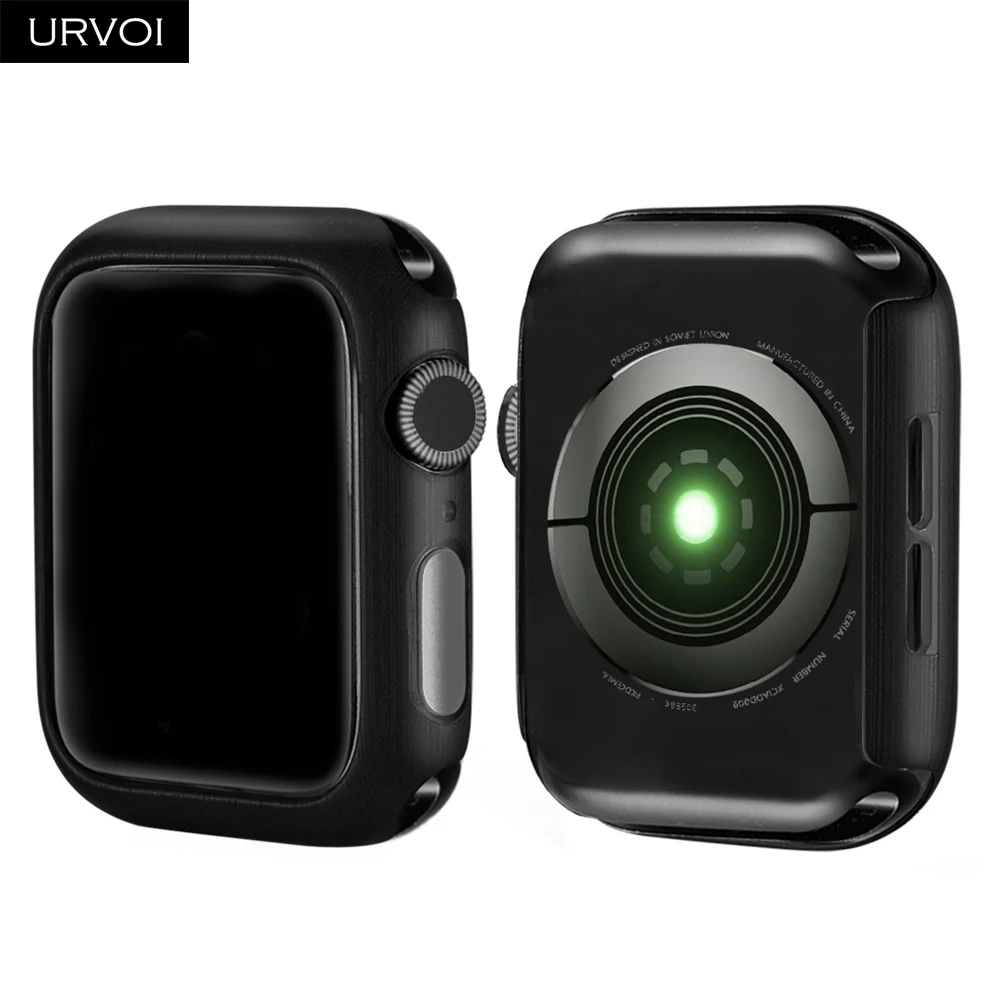 URVOI PC чехол для Apple Watch series 5 4 3 2 твердая рамка пластиковая щетка Бампер протектор для iWatch Тонкий Ультратонкий чехол полоса