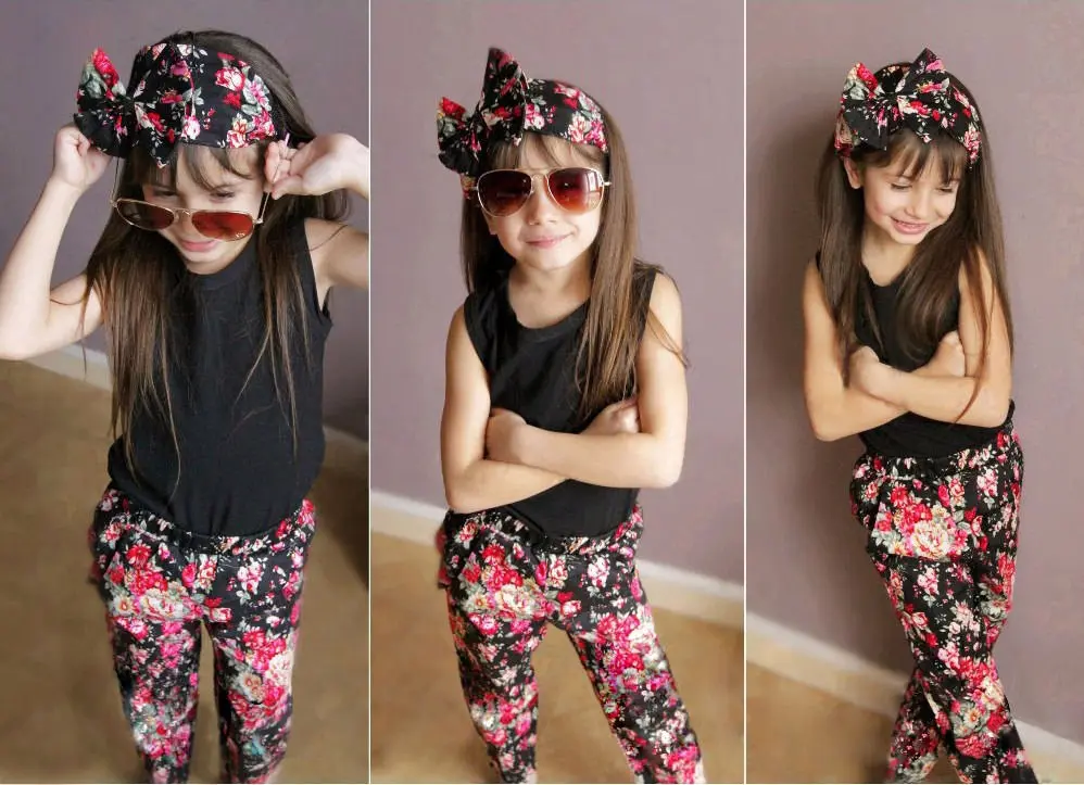 Новинка 2016 года Комплект из 3 предметов для маленьких девочек Жилет Футболка