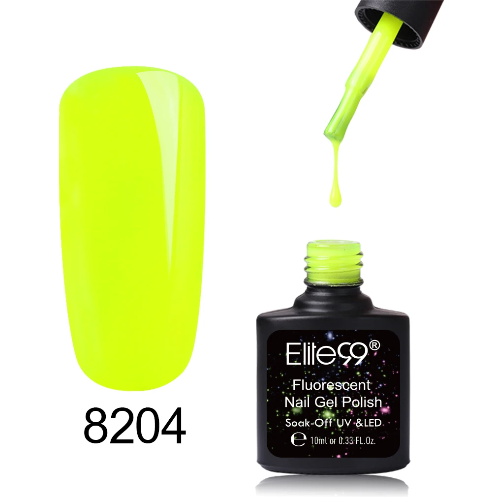 Elite99 флуоресцентный гель Чистый цвет УФ гель лак для ногтей замачиваемый Сияющий лак светящийся Яркий Цветной Гель-лак для ногтей дизайн искусство