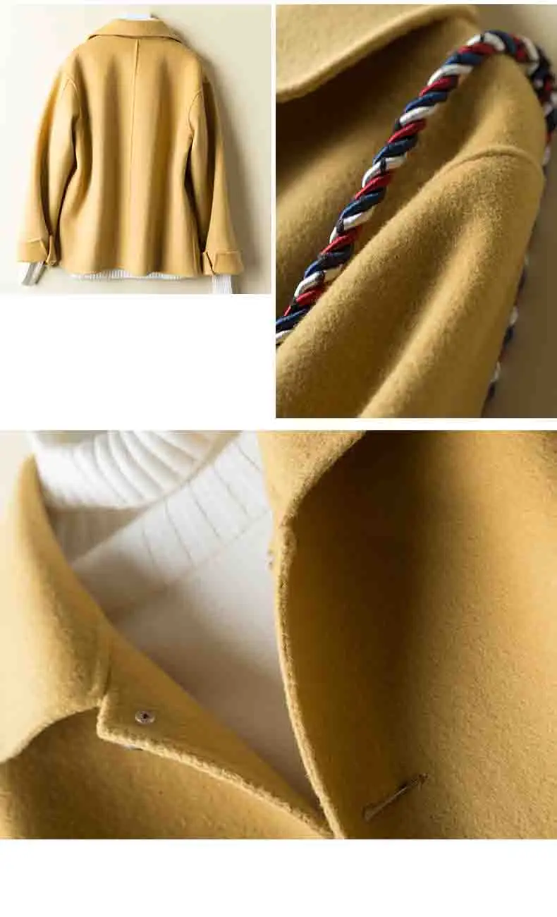 Wool Coat Women Spring Autumn high quality Double-sided Cashmere Jacket Long sleeve Casual plus size Short Coats
