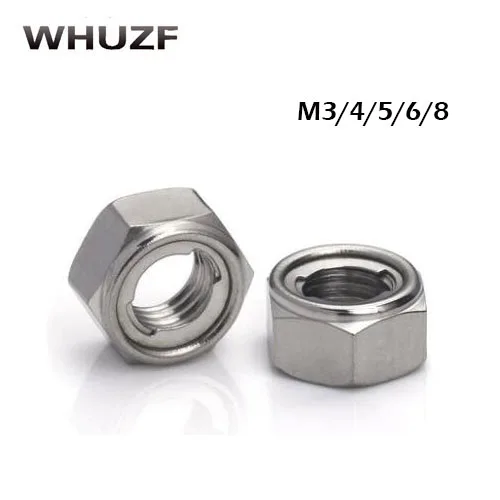 

10Pcs M3 M4 M5 M6 M8 DIN980 304 Stainless Steel Prevaillng Rorque Type Hexagon Nuts All Metal Nuts Locking Lug Lock Nuts HW064