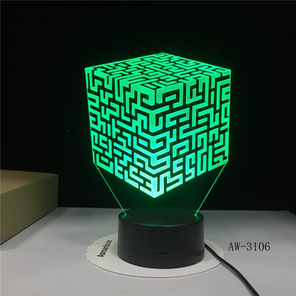 Лабиринт 3d лампа дистанционное управление сенсорный цветной светодиодный ночник Luminaria De Mesa Luminaria цвета настольные лампы GX-3106