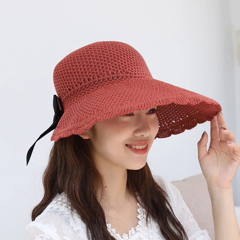 Модная женская летняя крутая Складная УФ соломенная шляпа легко складывается
