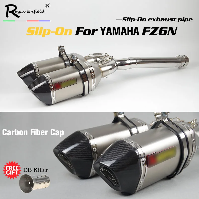 FZ6S FZ6N мотоцикл выхлопной глушитель средняя труба трубы Slip on выхлопных газов для Yamaha FZ-6N FZ-6S FZ6 мотоцикл выхлопной трубы углеродного волокна лазерная