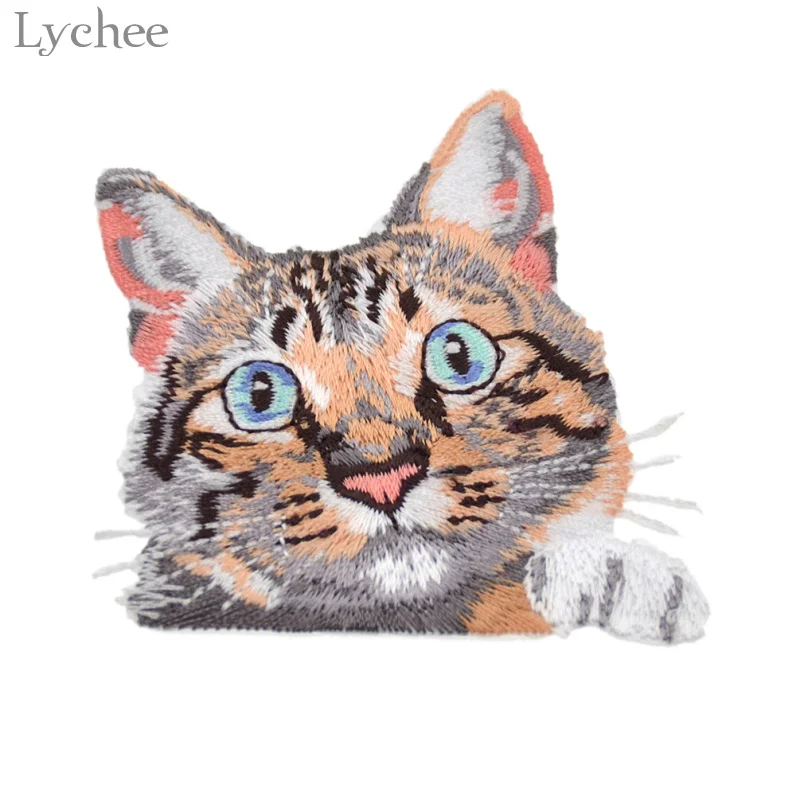 Lychee Life 1 шт. симпатичная вышитая кошка термоклейкая нашивка для одежды сделай сам