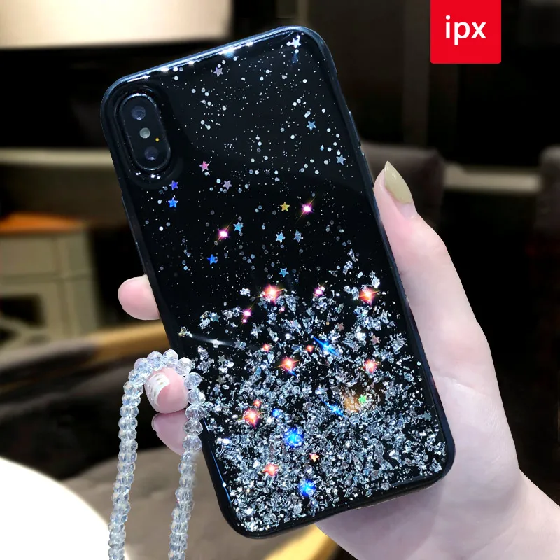 Чехол для iPhone 6 телефона 6s 7 8 Plus 11 Pro X XR XS Max красочные блестки сверкающие Твердые
