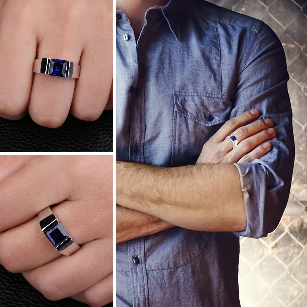 JewPalace 3.3ct Created Sapphire Ring 925 Sterling Silver Rings for men Wedding Gemstones Jewelry Fine | Украшения и аксессуары