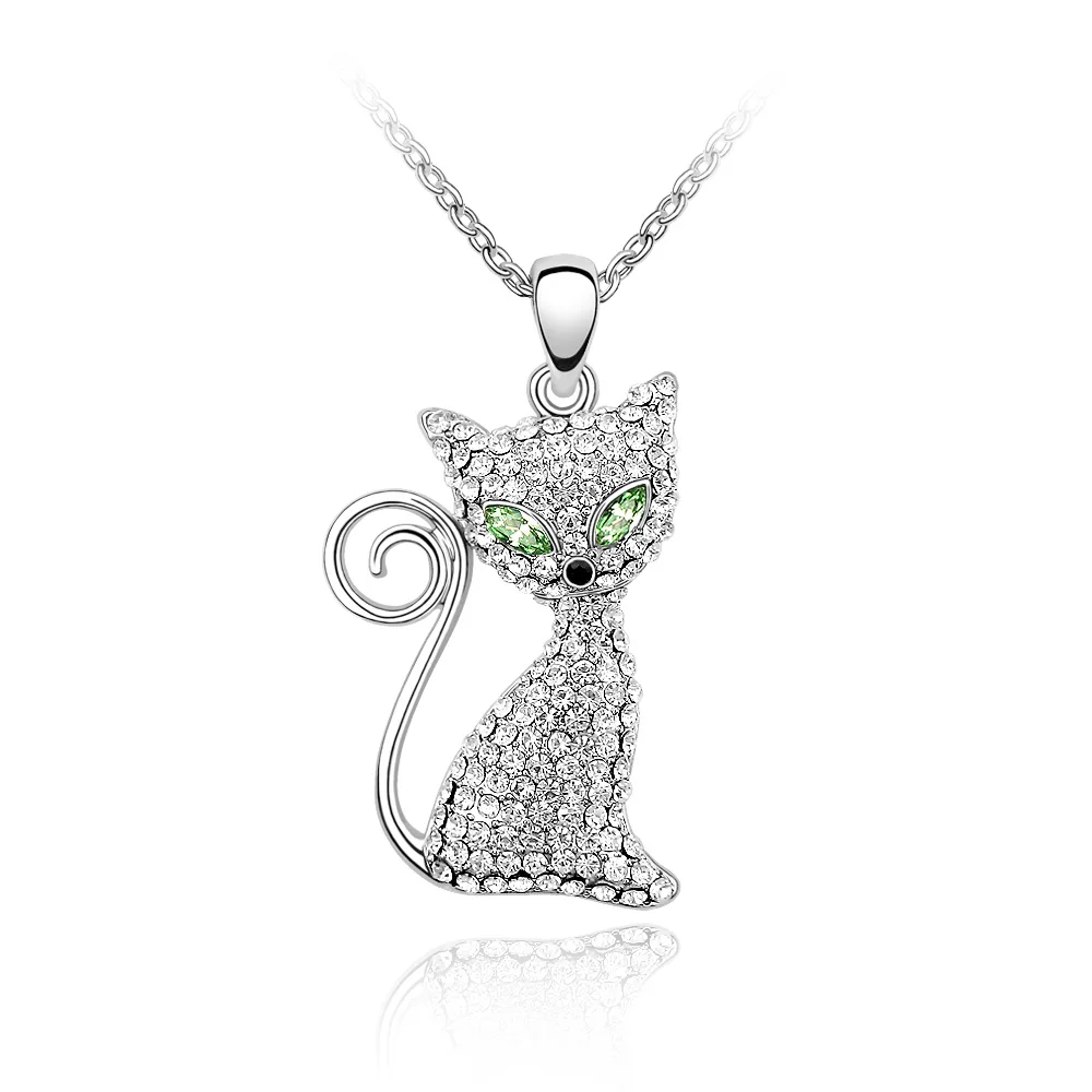 Ожерелье с подвеской в виде кошки из австрийского хрусталя высокого качества