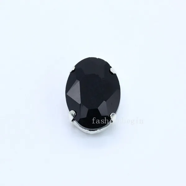 black 30p 6x8 мм овальные цветные бусины для изготовления ювелирных изделий, хрустальный стеклянный модный камень, пришивные стразы с плоским основанием, серебряная установка, сделай сам, одежда - Цвет: black