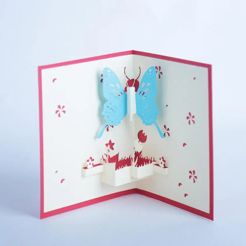 

10pcs 3D Creative Butterfly in the Garden Handmade Kirigami Origami Wedding Party Invitation Cards Greeding Birthday Postcard