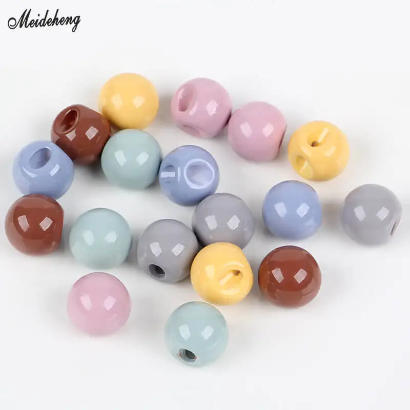 Fashion Korea Cream Color Ball DIY Beads Hair Rope Bright Surface Jewelry Deviating Hole Accessory Ornaments Decoration | Украшения и