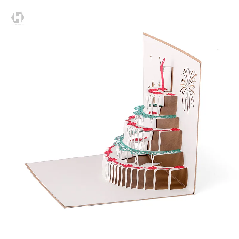 3D всплывающий торт ко дню рождения поздравительная открытка полые резные