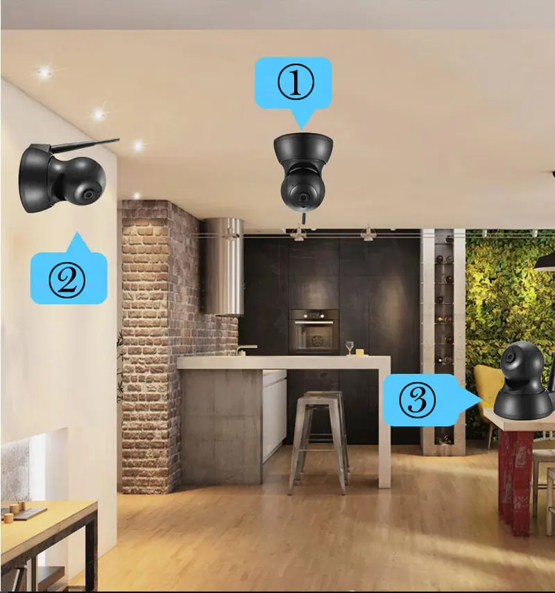 720P intelligent surveillance camera home wireless WiFi network HD night vision monitor Black | Безопасность и защита