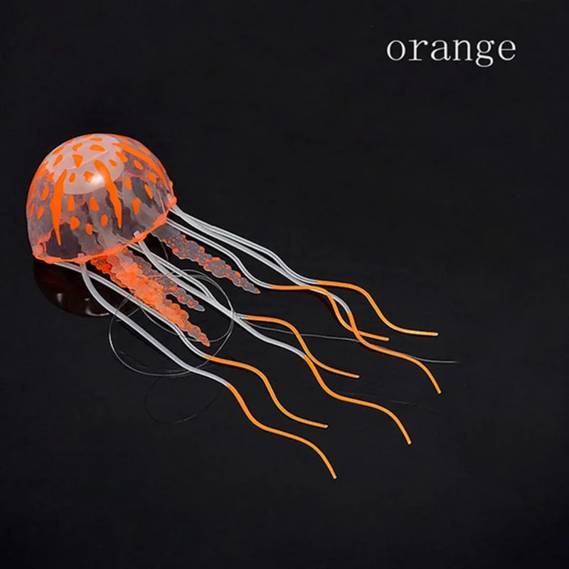 Orange Воздушный насос светящийся эффект искусственная Медуза Аквариум Украшение мини подводная лодка орнамент Подводный Надувные фигурки животных - Цвет: Orange