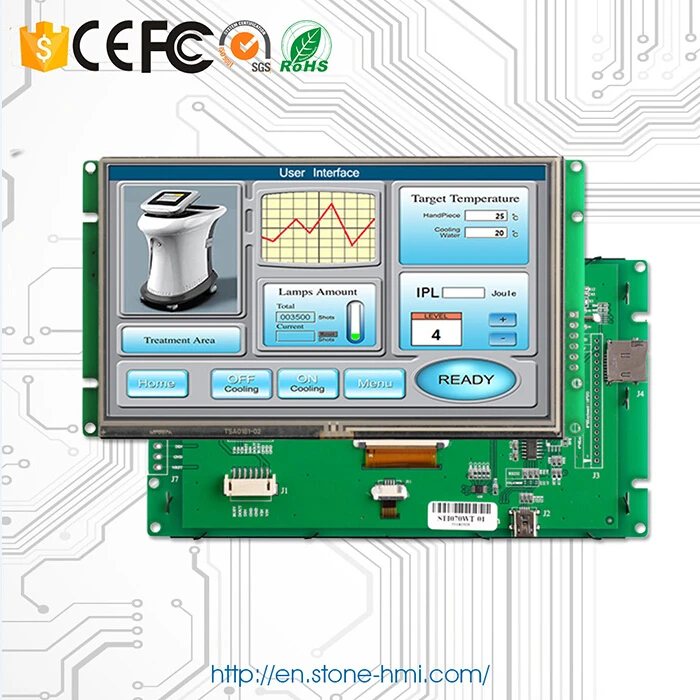 

7 inch Sunlight Readable TFT Display Module with Controller + Touchscreen + Serial Interface + Software