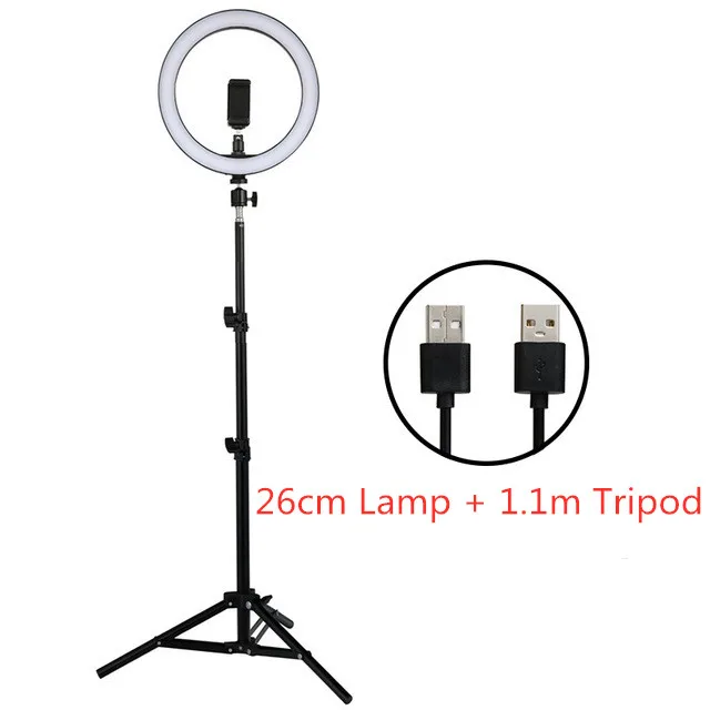 Lamp with Tripod Светодиодный светильник-кольцо для селфи, новинка, светильник s 12W 5500K для фотостудии, кольцо с фотографией, лампа со штативом для iphone, Yutube, макияж - Цвет: Lamp with Tripod