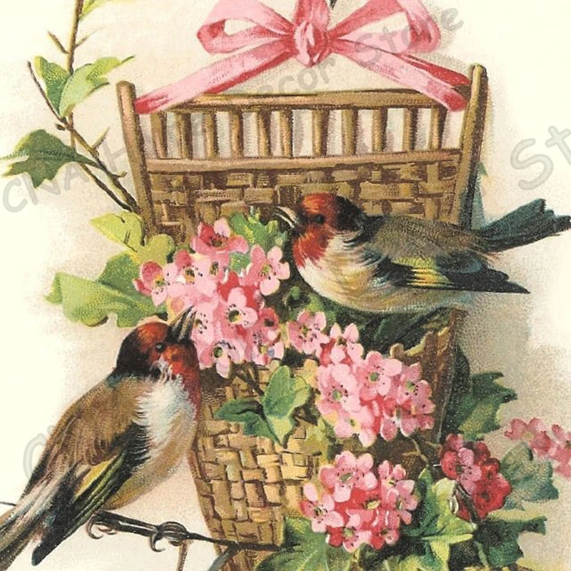 Christams Gifts Birds Flowers square drill Mosaic 5D Diy Embroidery Diamond icons Painting Cross Stitch Pattern Stickers | Дом и сад