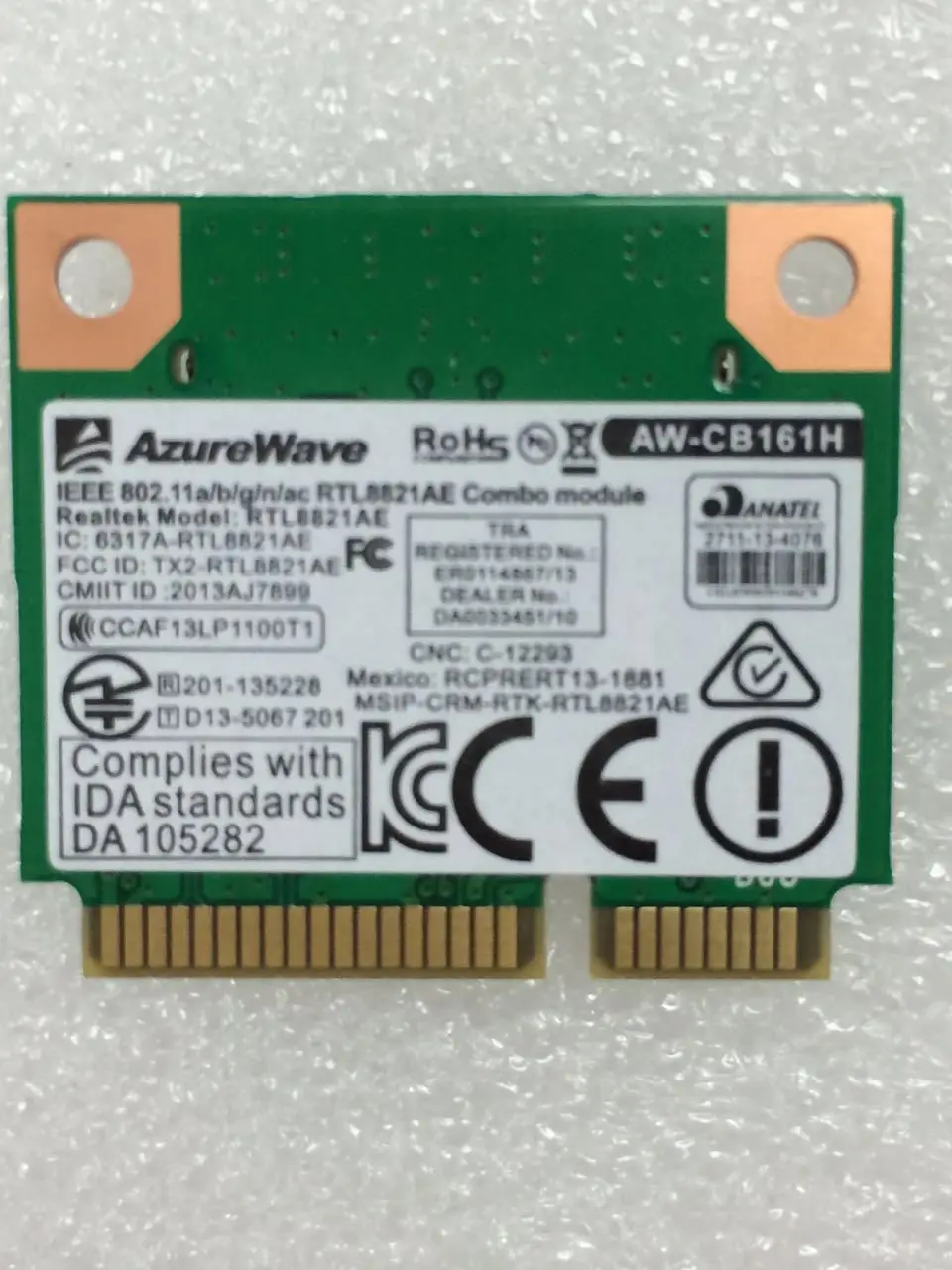 AzureWave RTL8821AE AW-CB161H AW-CB161N 433 Мбит/с AC Половина мини PCIe WLAN wifi Bluetooth 4,0 карта