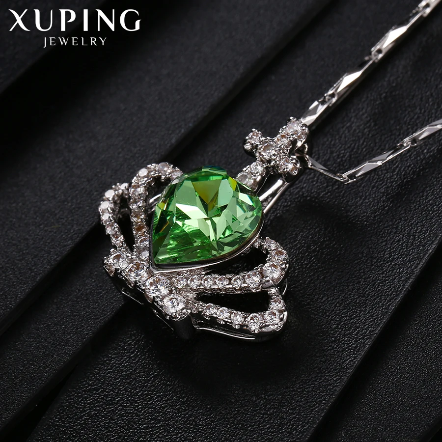Xuping модные ювелирные изделия в форме короны красочные кристаллы кулон ожерелье