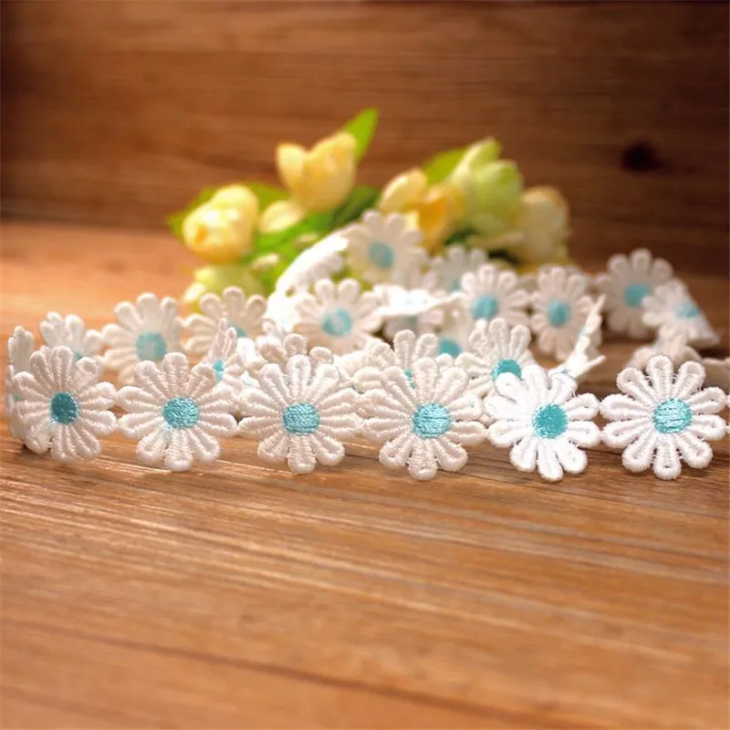 3 ярда красочные маргаритки цветок кружева отделка вышитые ленты Ткань для шитья