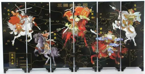 

Chinese Romance Of The Three Kingdoms Five Tiger Generals Exquisite Small Screen Lacquer Process Decoration