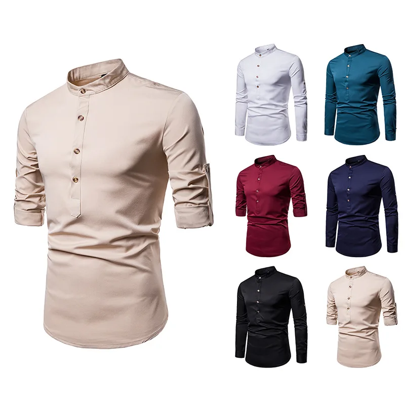 Мужская рубашка с длинными рукавами белая и синяя хлопковая большие