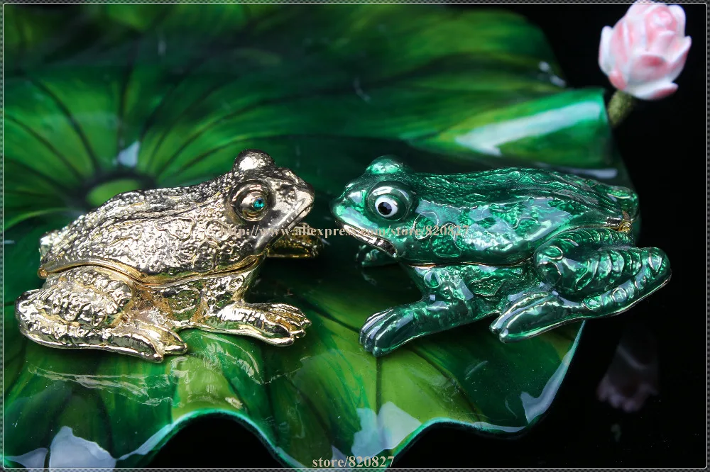 Металлическая Хрустальная шкатулка лягушка для ювелирных изделий подарочная с
