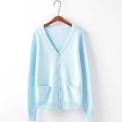 Water blue Японский кардиган JK с длинным рукавом, свитер с v-образным вырезом для красивых милых молодых девушек, женская одежда для косплея Лолиты, зимний костюм - Цвет: Water blue