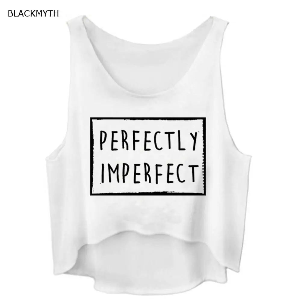 Белый Одежда BLACKMYTH, Забавные Рубашки с принтом с буквами, белый, женский, черный, летний, без рукавов, серый укороченный топ, топы - Цвет: Белый