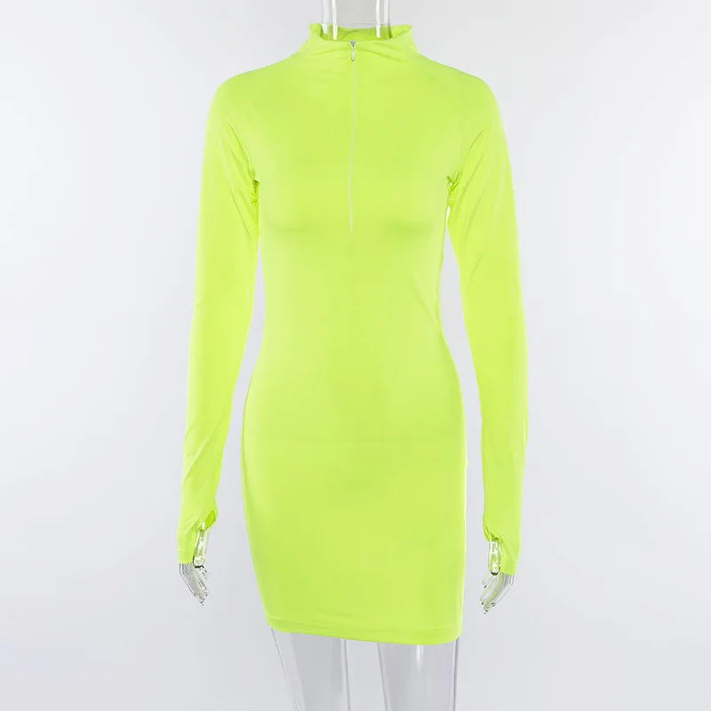 Женское облегающее платье неоново-зеленого или розового цвета повседневное
