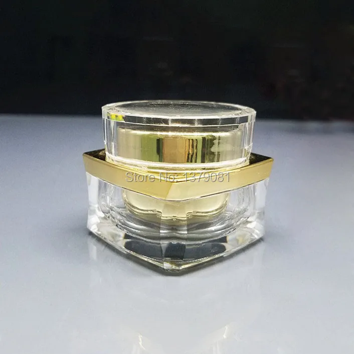 

High Quality 5g 15g Acrylic Cream Jar,Gold color 5ml,15ml Empty Cosmetic Packing Container Sample Tins