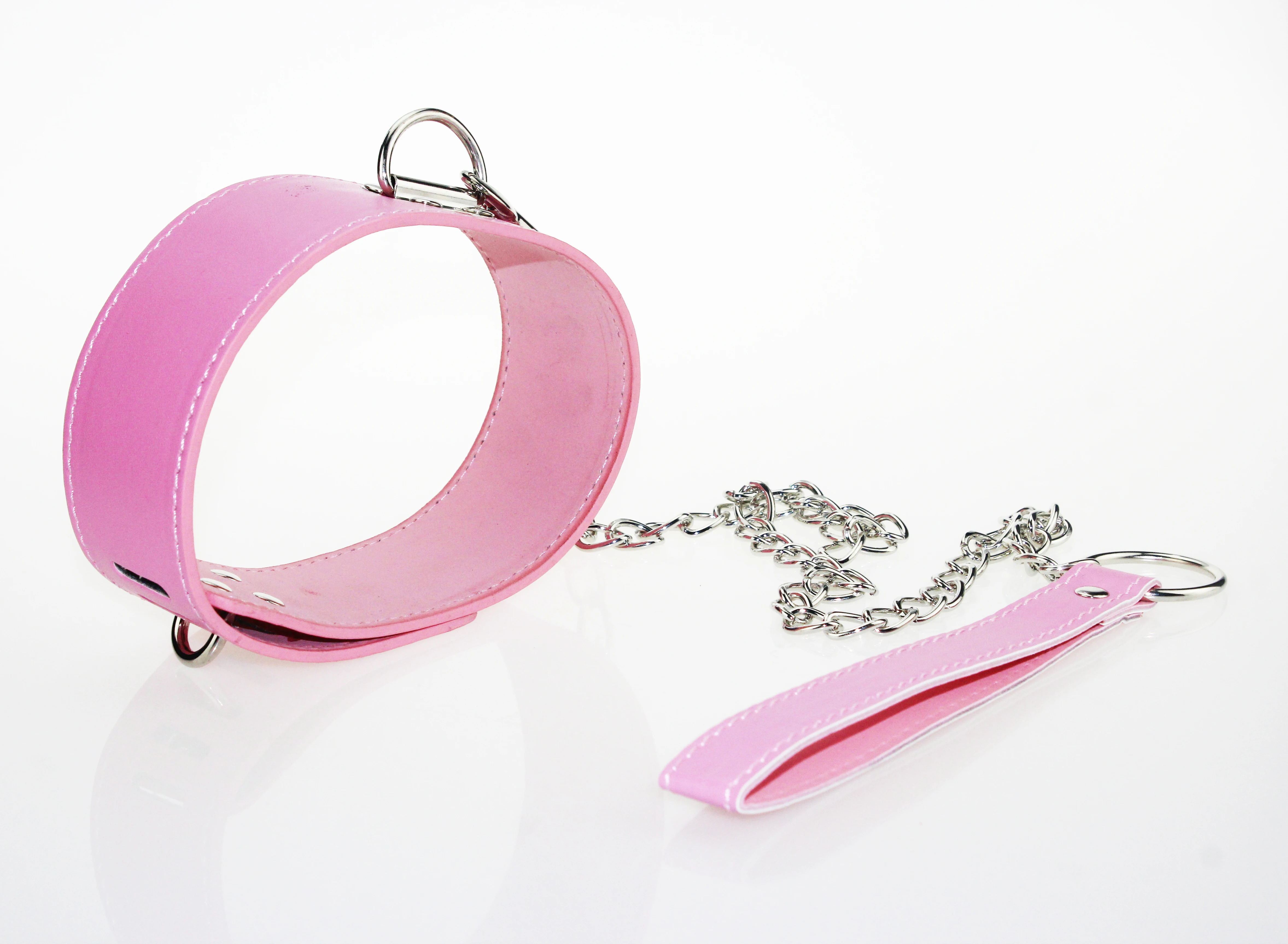 Женский ошейник из искусственной кожи со свинцовым замком розовый BDSM